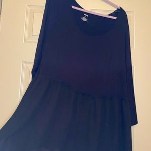 EVRI 3/4 Sleeve Black Babydoll Tunic